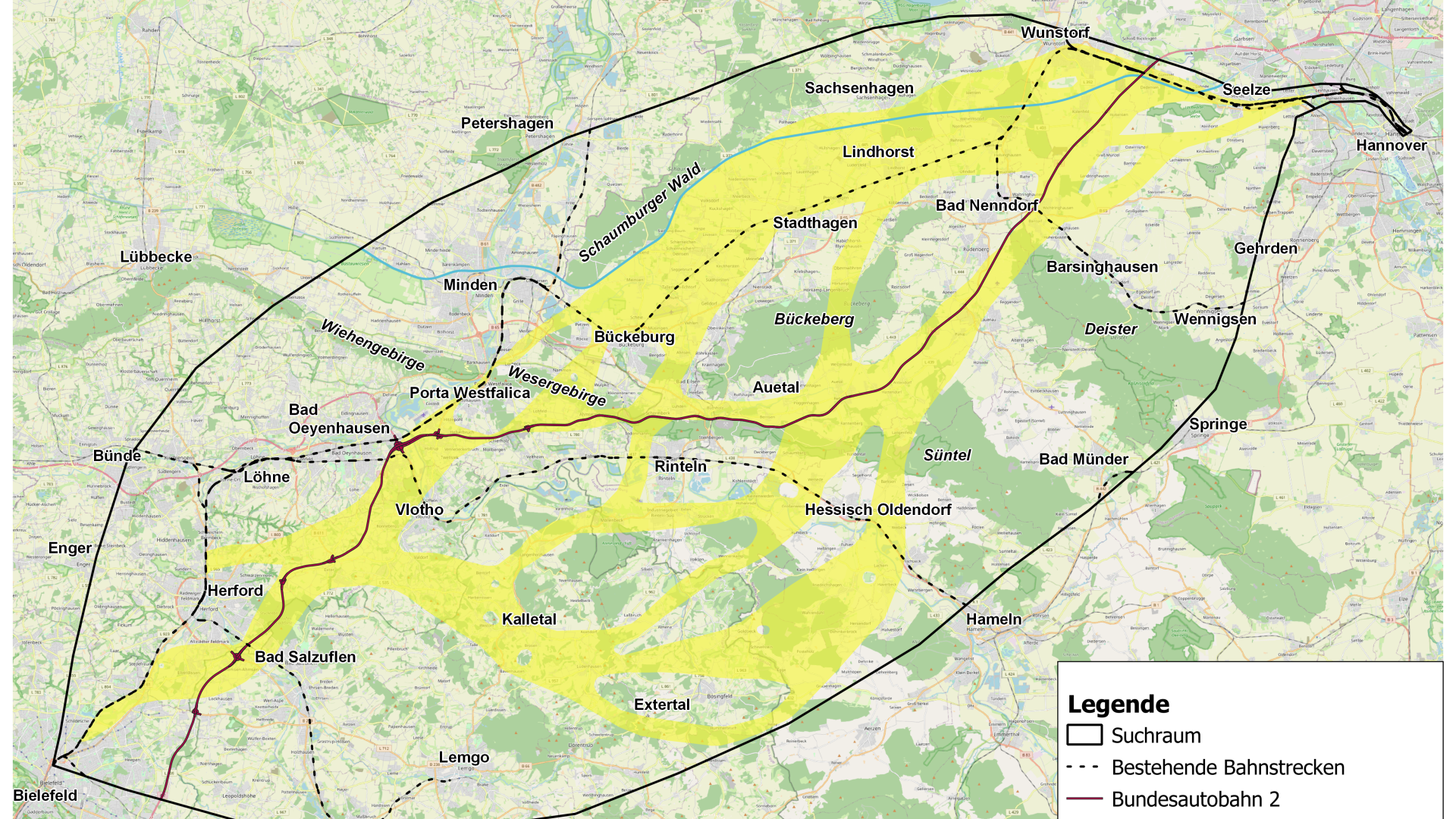 Grobkorridore auf OpenStreetmapKarte