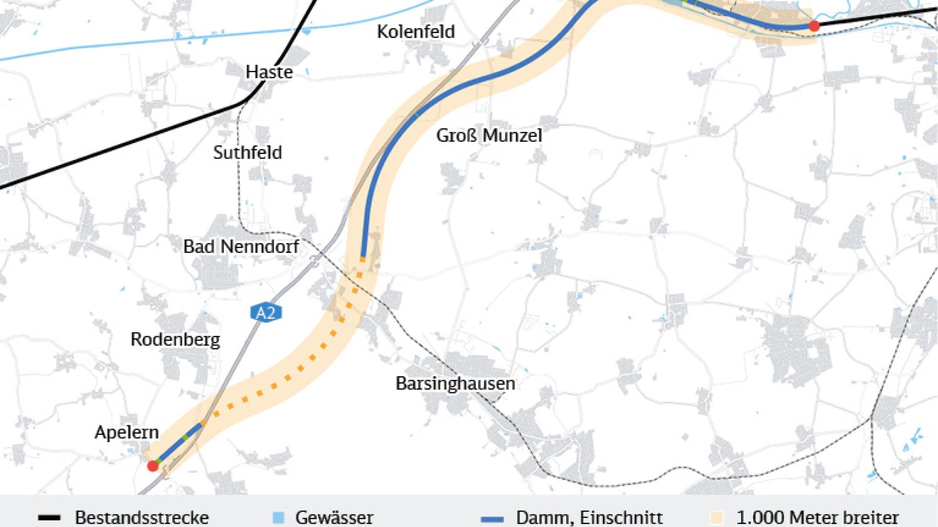 Zu sehen ist der Verlauf der Segmente AH1.2.